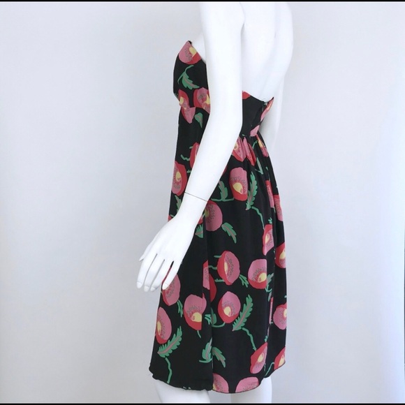 Anna Sui Anthropologie strapless silk poppy dress - Picture 3 of 4